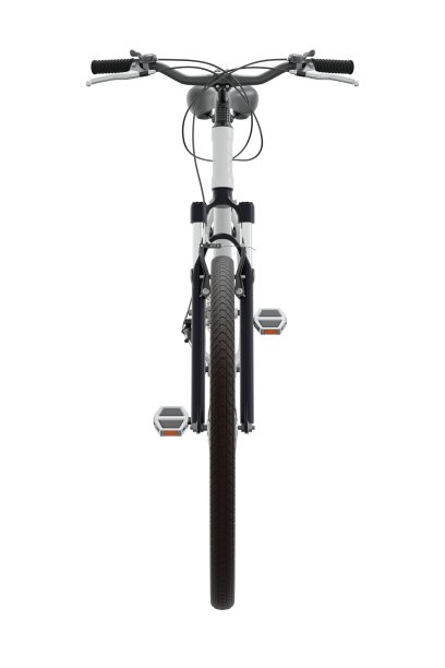 白色自行车，前视图孤立在白色背景，3D插图图片下载