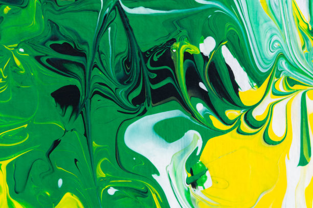 绿白黑流体艺术。抽象丙烯绘画背景。图片下载
