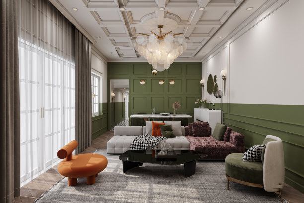 阳光进入时尚和植物学的生活和用餐场所。三维渲染图片下载