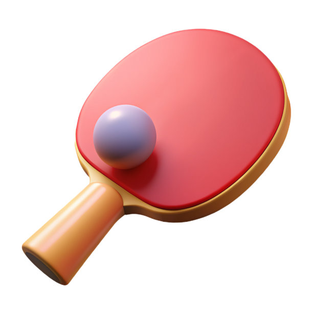 3D渲染可爱的孤立插图，一个红色的乒乓球拍在白色的背景与一个球。理念——体育、竞赛、奥运、健康的生活方式、胜利图片下载