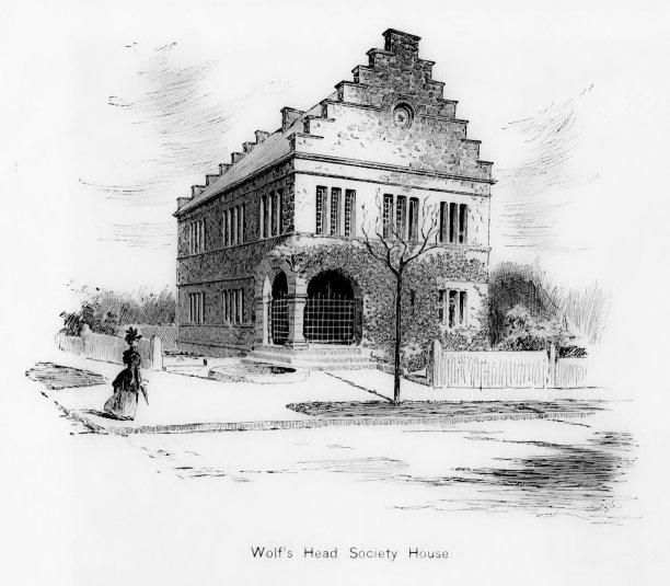 美国康涅狄格纽黑文耶鲁大学沃尔夫之头协会馆，19世纪文化史图片下载