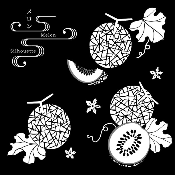 甜瓜轮廓矢量图 - 日本传统图案 -图片下载