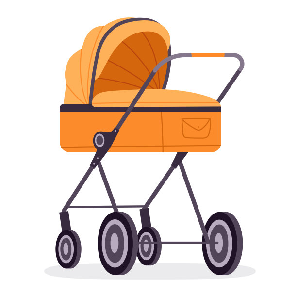 卡通婴儿车。婴幼儿推车推车，儿童安全运输户外步行隔离平面矢量插图。白色的婴儿轮式运动套装图片下载