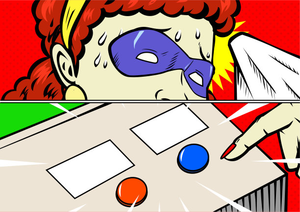 矢量波普艺术恐慌的女性超级英雄选择按钮Meme股票插图图片下载