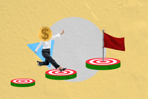 一个女商人，头戴一枚金币，朝着目标前进图片下载