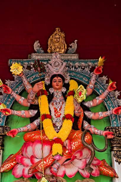 美丽的杜尔迦女神偶像在印度被崇拜的静态图片图片下载