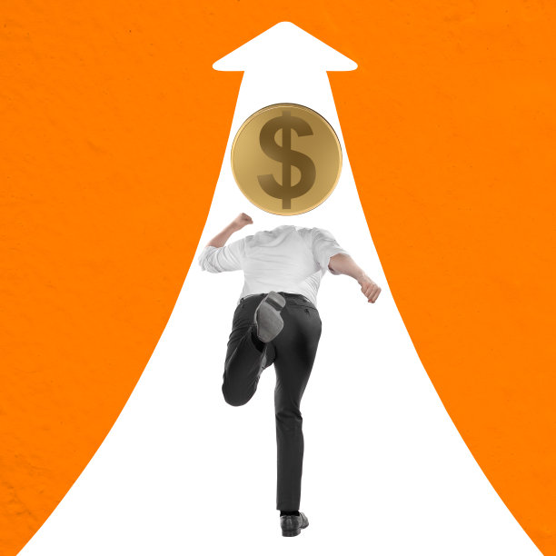 一个商人追逐一枚一美元金币的后景图片下载