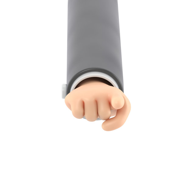 卡通手势图标模型。人的手指向的特写，白色背景的3D渲染。图片下载