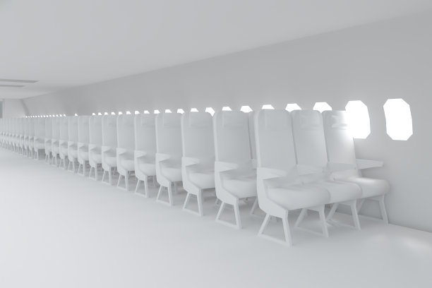 白色的飞机内部有空座位和空间图片下载