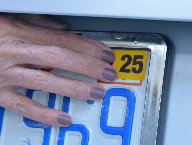 车牌上的年度登记标签图片下载