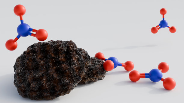 三维渲染煮熟的牛肉饼与硝酸盐分子图片下载