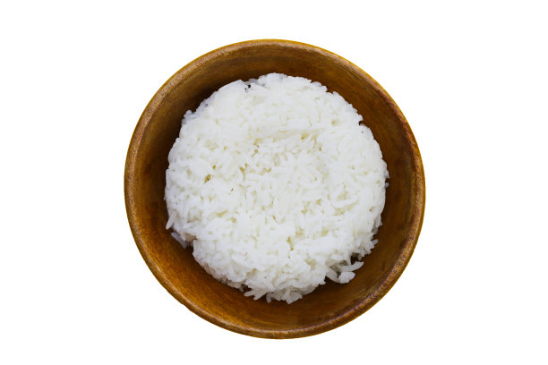 白底碗里煮好的米饭。图片下载