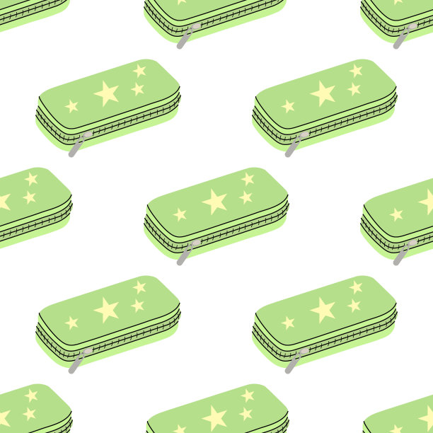 矢量学校和办公用品插图。平面风格铅笔盒无缝图案。回到学校。学校必备插图。图片下载