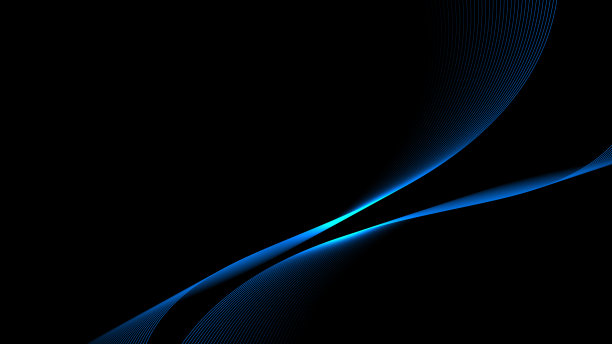 深蓝色线条抽象与发光波的背景。图片下载