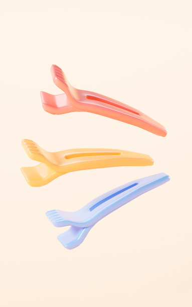 黄色背景中的卡通发夹，3d渲染。图片下载