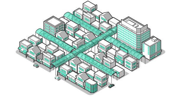 20240709001从上方看的三维购物街矢量图图片下载