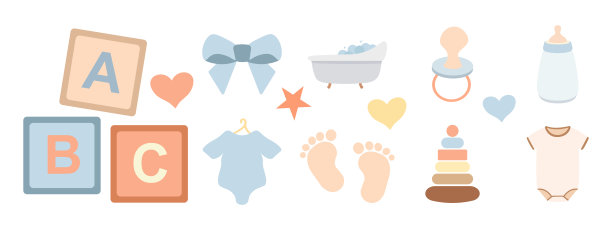 婴儿组元素。矢量图图片下载