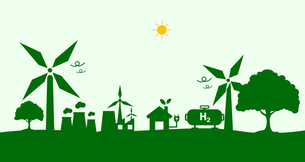 到2050年实现净零排放，实现碳中和。温室气体净零排放目标长期气候中和战略矢量图图片下载