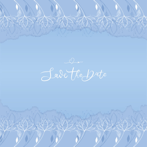 甜粉彩保存日期婚礼邀请模板花边界花环图片下载