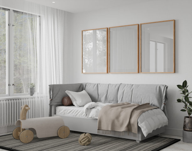 儿童模型，儿童房的框架，室内客厅，背景，3D渲染图片下载