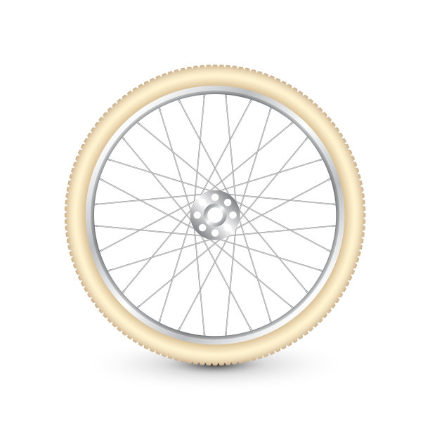 现实的3d复古自行车车轮。自行车橡胶轮胎，闪亮的金属辐条和轮辋。健身自行车，旅游，运动，公路和山地自行车。矢量图图片下载