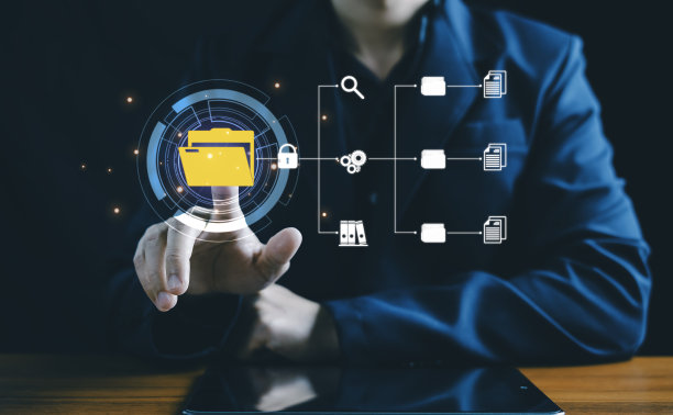 DMS文档管理系统，利用商人指向文件夹图标的技术软件进行文档管理，实现专业、数字化、办公无纸化、电子文档化、云服务。图片下载