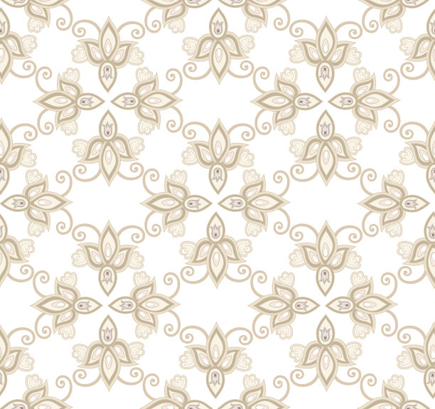 阿拉伯花无缝图案。在古典室内装饰风格中华丽的装饰纹理。花卉瓷砖背景。亚洲装饰，有奇异的花朵和叶子。仙境般的动机复古时尚的锦缎图案。图片下载