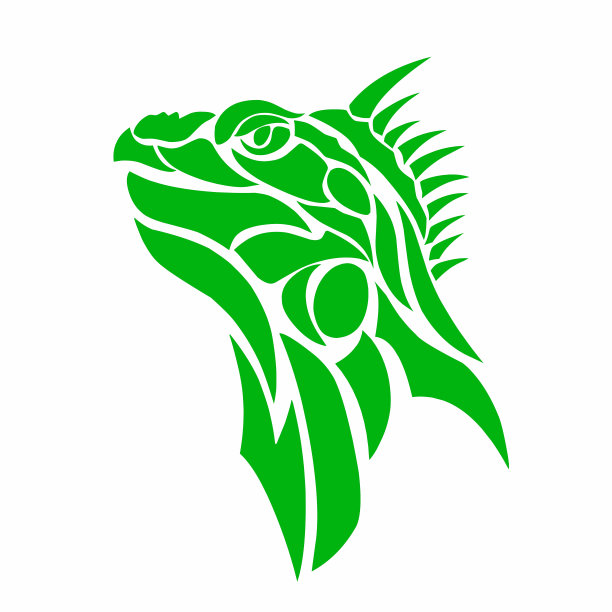 部落艺术设计抽象头鬣蜥绿色图片下载