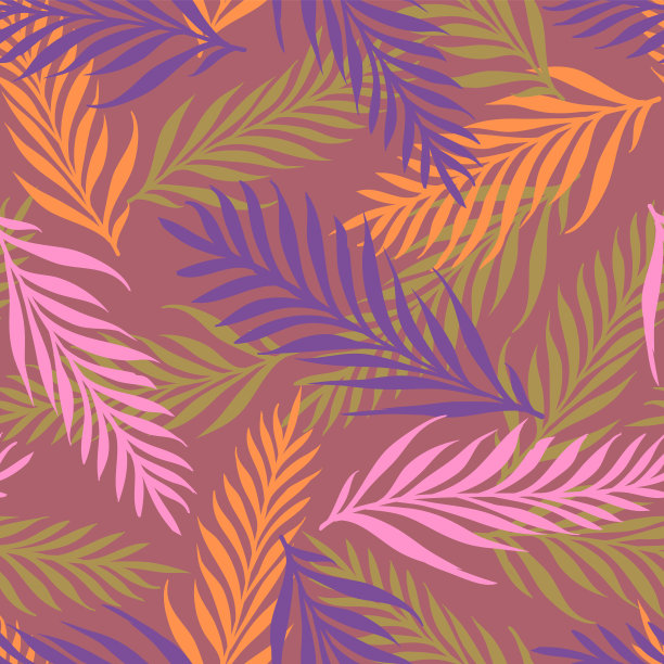 矢量无缝热带图案与棕榈叶。热带植物的病媒模式。图片下载