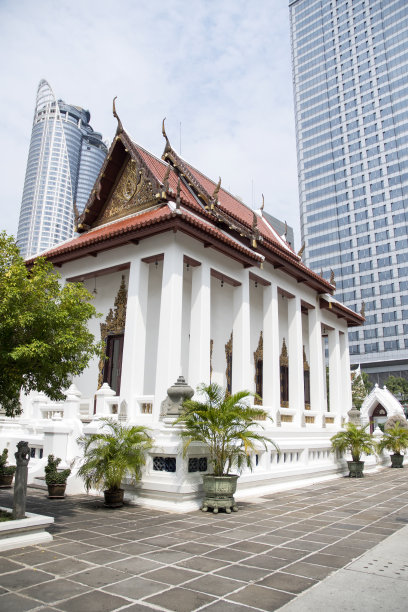 Wat Pathum Wanaram寺位于曼谷市中心图片下载