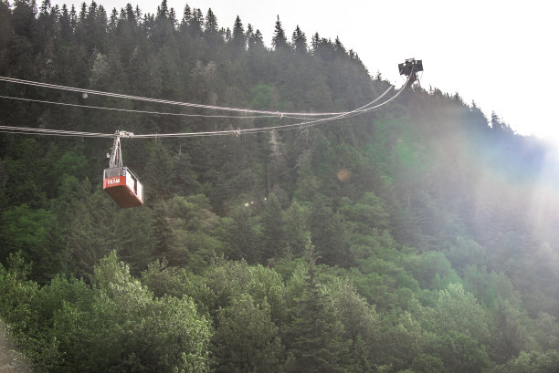 电车在朱诺市中心上空图片下载