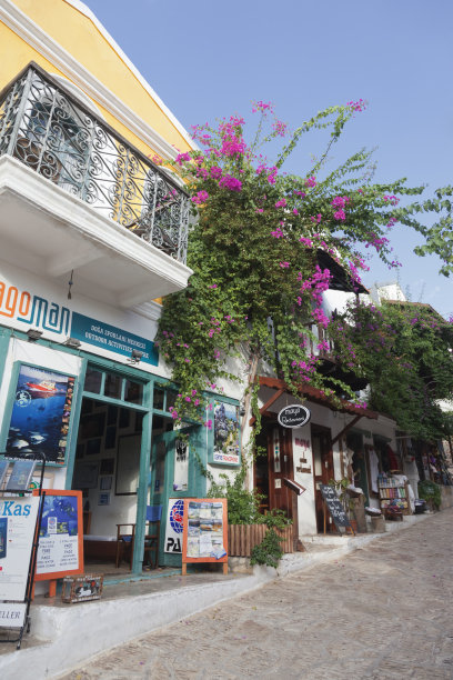 土耳其卡斯巷子里的潜水中心和餐厅图片下载