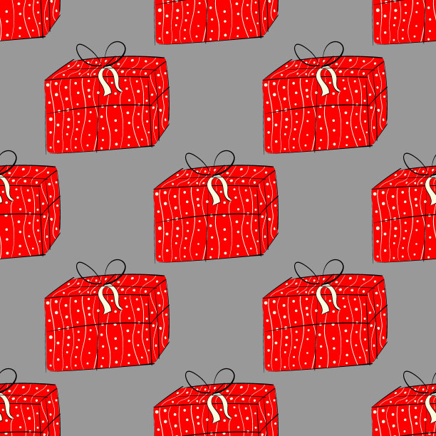 手绘礼品盒的无缝背景图片下载