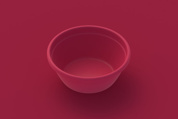 红色背景洋红色塑料盆。三维渲染图片下载