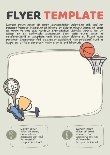 一个简单的矢量模板广告体育比赛和冠军。为照片留出空间的布局。与运动有关的标志、符号和图标图片下载