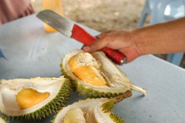 准备吃榴莲肉。图片下载