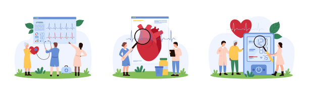 心脏健康检查，心血管系统检查由微型心脏病专家，心脏病组图片下载