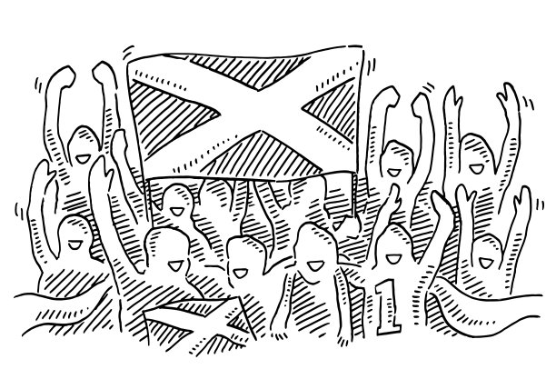 一群苏格兰球迷正在画画图片下载