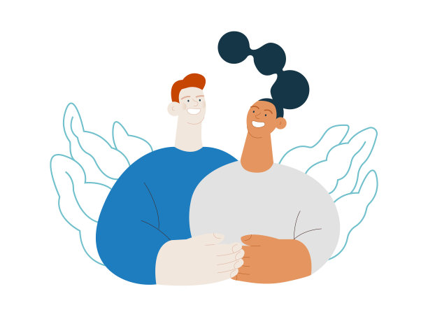 在抽象的背景下，幸福的多元夫妻相互拥抱。家庭健康和保健。现代平面矢量插图。图片下载