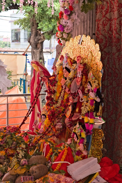 美丽的杜尔迦女神偶像在印度被崇拜的静态图片图片下载