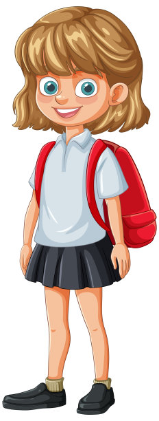 小女孩背着书包准备上学图片下载