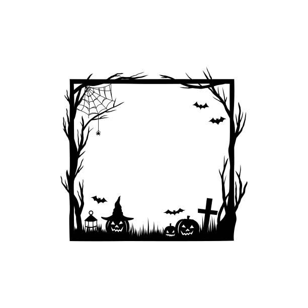 万圣节黑色框架与蜘蛛网和南瓜图片下载