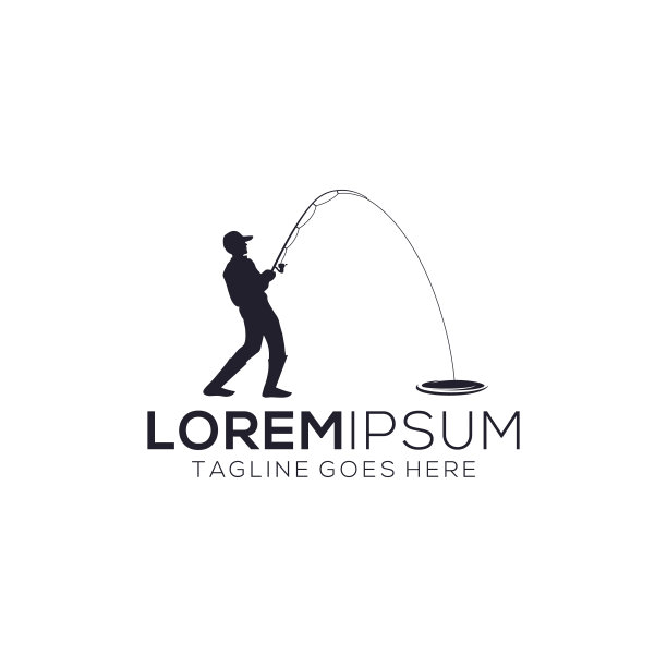 创意的男子钓鱼标志图片下载