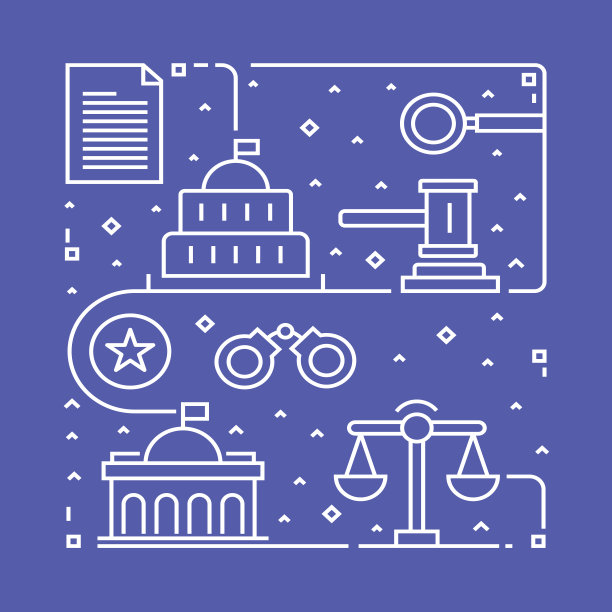 法律与正义概念设计模板。大纲抽象的象征图片下载