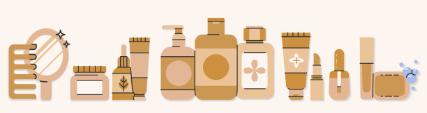 护肤线图标集。化妆插图标志收集。各种不同的化妆品。护肤品的不同形状包装。可编辑的中风。矢量图EPS10图片下载