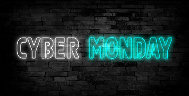 网络星期一销售霓虹标志矢量。霓虹灯设计模板图片下载