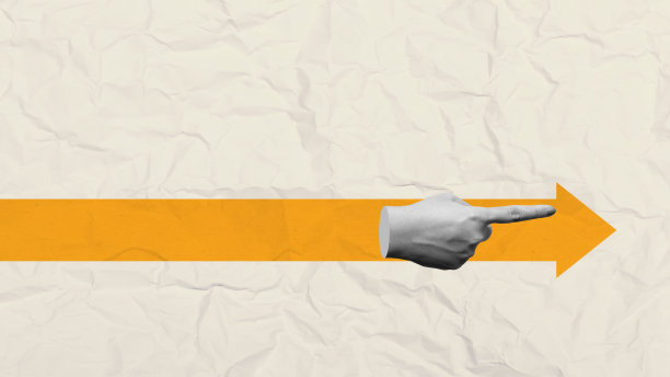 一只手指着一条橙色的箭头线图片下载