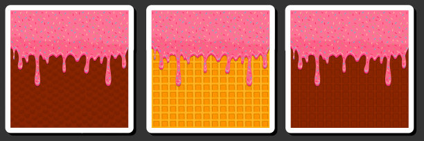 插图主题粘糖浆的华夫饼与细胞，甜点开胃饼干图片下载