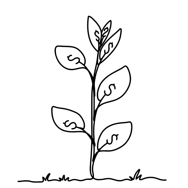 钱树的连续线条绘制。图片下载