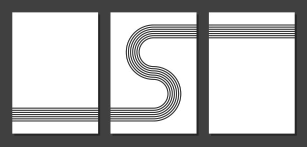 3 A2印刷品，弯曲的平行线，冥想禅意花园顶视图或生活平衡矢量插图，河流溪流抽象图片下载